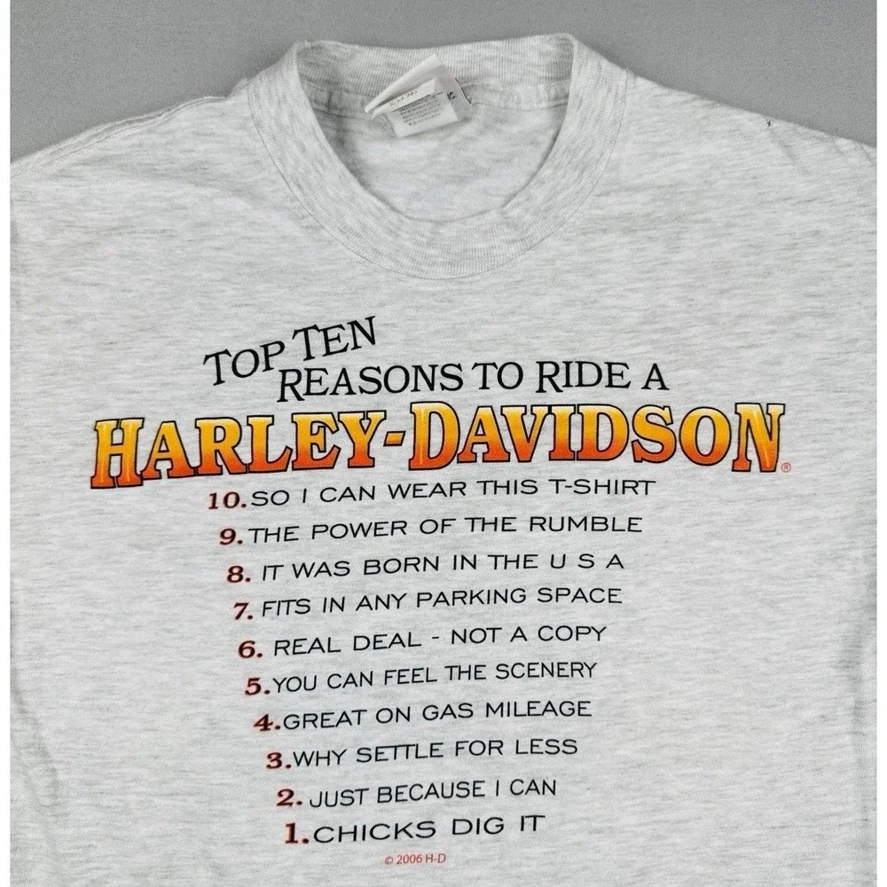 Vintage 2006 Harley Davidson Top 10 Reasons T Shirt Carroll Iowa Biker S